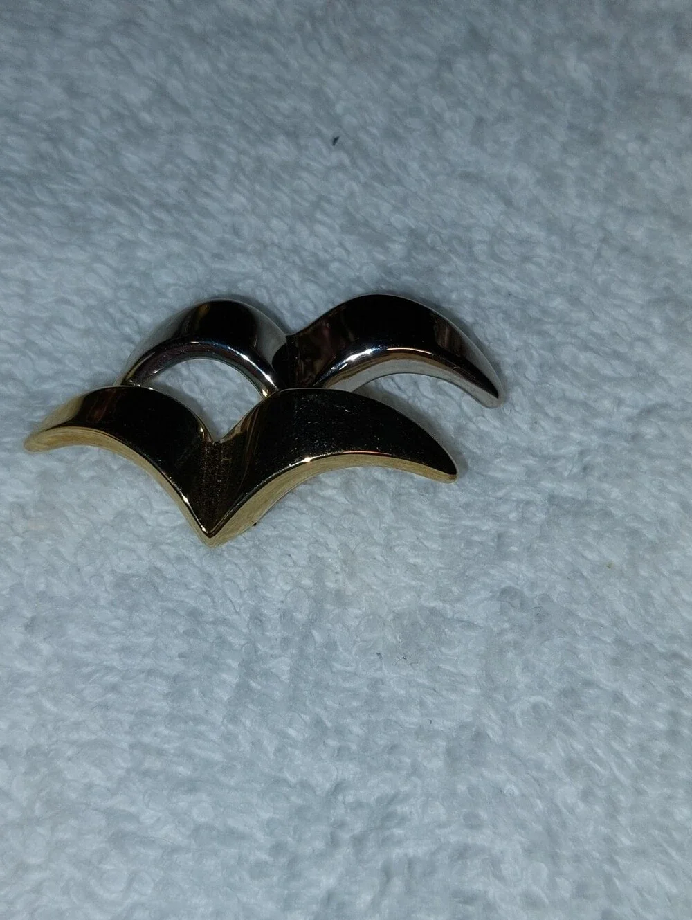 Gold- Silver Tone Wave Bird Brooch